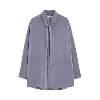 Рубашка Lemaire Long Shirt with Tie 'Asphalt', серый