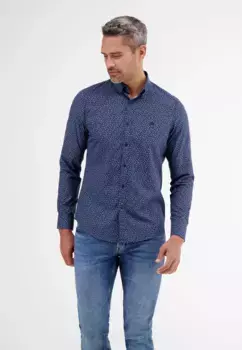 Рубашка LERROS с длинными рукавами "Рубашка LERROS из поплина с принтом по всей поверхности", цвет морской волны