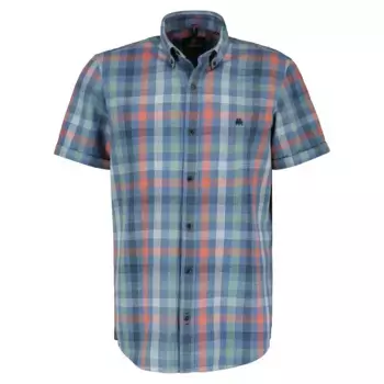 Рубашка LERROS с короткими рукавами и летним клетчатым узором, цвет Mid Storm Blue