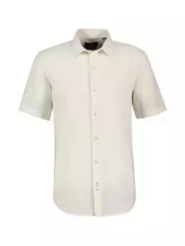 Рубашка LERROS с короткими рукавами "Рубашка LERROS однотонная с половиной рукавов, предварительно постиранная", белый