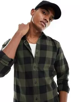 Рубашка лесоруба цвета хаки и черного цвета Jack & Jones Essentials