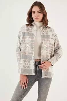 Рубашка лесоруба стандартного кроя из хлопка с рисунком CF24W167000 Lela, бежевый