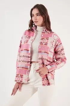 Рубашка лесоруба стандартного кроя из хлопка с рисунком CF24W167000 Lela, розовый