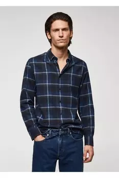 Рубашка лесоруба стандартного кроя в клетку Mango, темно-синий