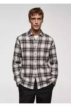 Рубашка лесоруба стандартного кроя в клетку Mango, синий