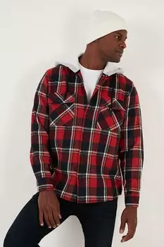 Рубашка лесоруба в клетку с двойными карманами и капюшоном CF22W2650 Buratti, красный-темно-синий