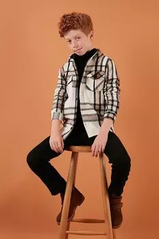 Рубашка лесоруба в клетку с капюшоном и карманами CF22W814672 Lela, коричневый