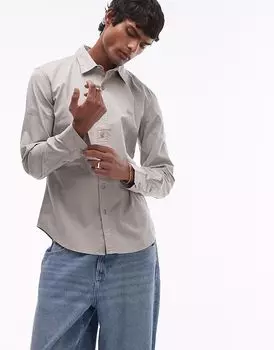 Рубашка Levi's Battery Logo облегающего кроя из эластичного поплина серого цвета