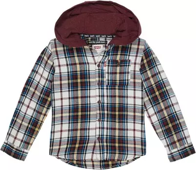 Рубашка Levi's Kids Hooded Button-Up Flannel Shirt, цвет Port