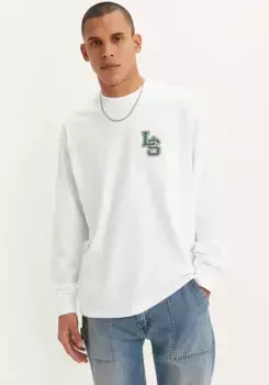 Рубашка Levi's с длинными рукавами "LS CLASSIC RELAXED TEE", с буквенным принтом/вышивкой на груди, белый