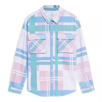 Рубашка Li-Ning Wade Series Colorblock Plaid Loose Shirt 'White Pink Blue' AFDS205-1, белый