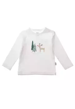 Рубашка Liliput с длинными рукавами "Merry Christmas" и удобным круглым вырезом, белый