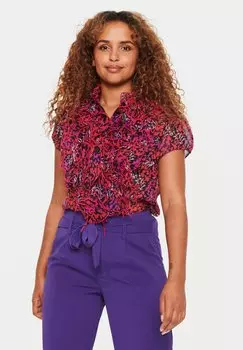 Рубашка LILJASZ CRINKLE SS Saint Tropez, зимняя ягода с бахромой