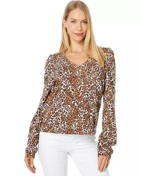 Рубашка Lilly Pulitzer Jansen V-Neckline Sweatshirt, цвет Chocolate My Favorite Spot