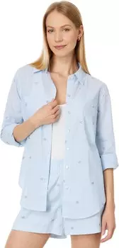 Рубашка Lilly Pulitzer Sea View Button-Down, цвет Hydra Blue Seaside Star Jacquard Stripe