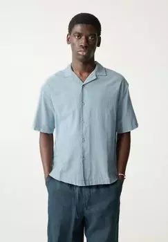 Рубашка LINEN BLEND PULL&BEAR, светло-голубой