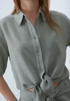 Рубашка Linen Blend Shirt Anna Field, зеленая