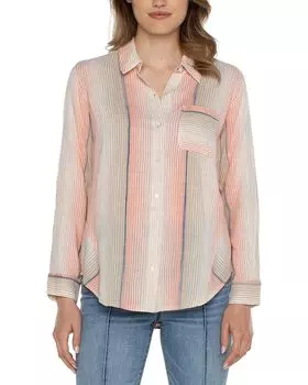 Рубашка Liverpool Los Angeles Button Front, цвет Orange Tan Multi