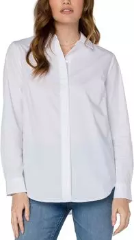Рубашка Liverpool Los Angeles Hidden Placket Shirt with Pin Tucks, белый