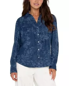 Рубашка Liverpool Los Angeles Long Rolled Sleeve Woven Shirt, цвет Indigo Floral