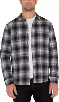 Рубашка Liverpool Los Angeles Long Sleeve Double Pocket Button Up Shirt, цвет Grey Off White Black