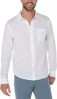 Рубашка Liverpool Los Angeles Long Sleeve Garment Dyed Shirt, белый