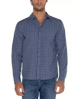 Рубашка Liverpool Los Angeles Long Sleeve Stretch Plaid Button Up, цвет Blue White Multi