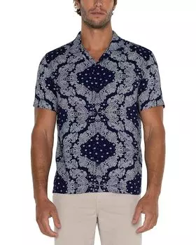 Рубашка Liverpool Los Angeles Short Sleeve Button Up Camp, цвет Eclipse Porcelain