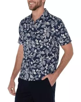 Рубашка Liverpool Los Angeles Short Sleeve Palm Print Shirt, цвет Blue/Porcelain