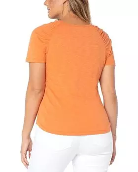 Рубашка Liverpool Los Angeles Short Sleeve Shirred Shirt, цвет Orange Twist