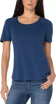 Рубашка Liverpool Los Angeles Short Sleeve Shirred Shirt, цвет Night Sky Blue