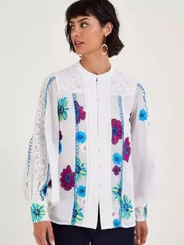 Рубашка Lorraine с кружевом и вышивкой Monsoon, слоновая кость