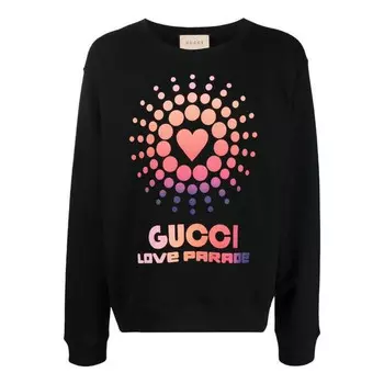 Рубашка love parade crew sweatshirt 'black' Gucci, черный