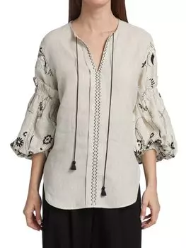 Рубашка lucaya с вышивкой на рукавах Silvia Tcherassi Beige