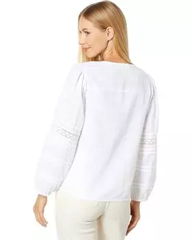 Рубашка Lucky Brand Pin Tuck Lace Shirt, белый