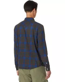 Рубашка Lucky Brand Plaid Indigo Western Long Sleeve Shirt, цвет Green Plaid