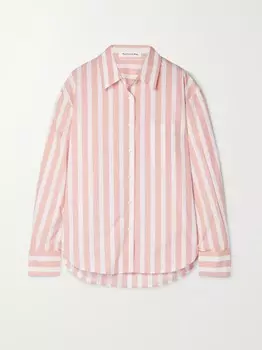 Рубашка Lui из хлопкового поплина в полоску The Frankie Shop, розовый