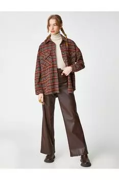 Рубашка Lumberjack с длинным рукавом на пуговицах и карманом Koton, коричневый