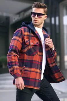 Рубашка Lumberjack в клетку с капюшоном Tile 5577 MADMEXT