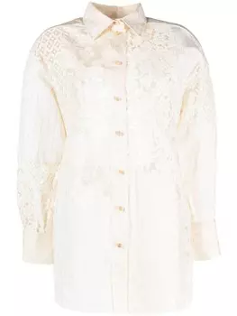 Рубашка Luminosity с кружевными вставками ZIMMERMANN, нейтральный цвет