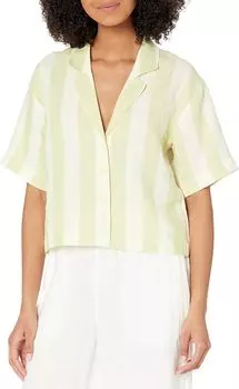 Рубашка Madewell Cropped Resort Shirt - Refined Linen Stripe, цвет Faded Seagrass