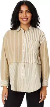 Рубашка Madewell Modular Oversized Button-Up Shirt in Mixed Stripe, цвет Dark Khaki
