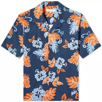 Рубашка Maison Kitsun Floral Vacation Shirt, цвет Deep Navy