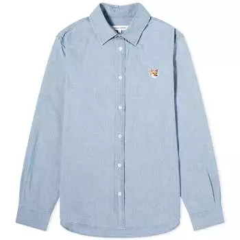 Рубашка Maison Kitsun Fox Head Classic Shirt, цвет Indigo