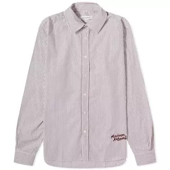 Рубашка Maison Kitsune Handwriting Logo Classic Stripe, цвет White & Red
