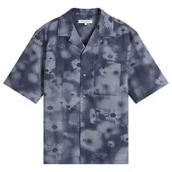 Рубашка Maison Kitsune с фото-цветком на курорте Maison Kitsun, цвет juniper berry print