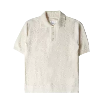 Рубашка Maison Margiela Boucle Knit Polo 'Off White', белый