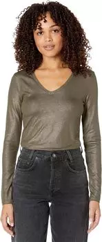 Рубашка Majestic Filatures Soft Touch Metallic Long Sleeve V-Neck, цвет Kaki