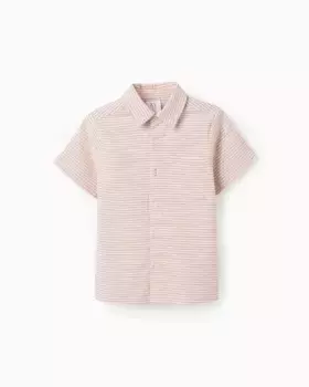 Рубашка мальчика в полоску с короткими рукавами Zippy, коричневый