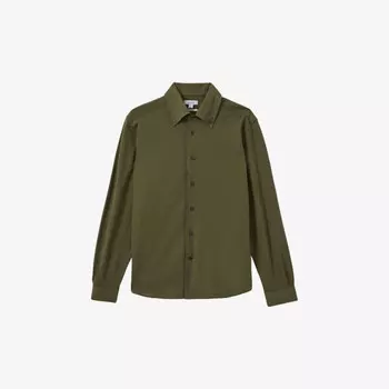 Рубашка Malone облегающего кроя из хлопка с длинными рукавами Reiss, хаки
